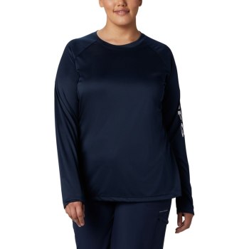 Columbia PFG Tidal II Long Sleeve Plus Size, Sudaderas Azul Marino Blancos Para Mujer | 952068-WBR